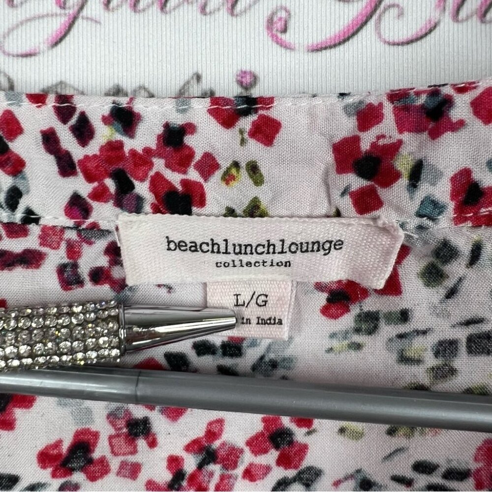 beachlunchlounge long sleeves button up flowers Red and White Floral Blouse - Picture 5 of 7